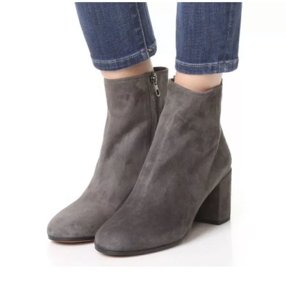 VINCE Blakely Genuine suede leather block heel ankle boots